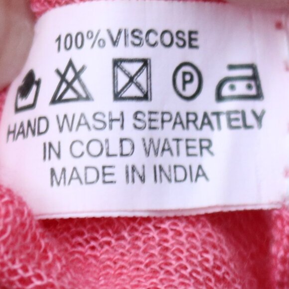 Pink Coral Ombre Viscose Short Sleeve V-Neck Long Shark Bite Hem Beach Coverup - Picture 7 of 7